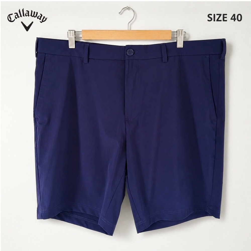 Callaway Opti-Dri Mens Golf Shorts Navy Size 40 Performance Stretch Flat Front